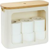 Merkloos Relaxdays Reserverolhouder - voor 12 rollen - stof - beige