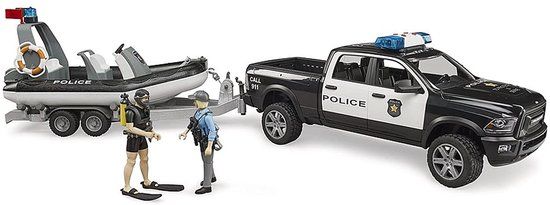 Bruder Dodge RAM 2500 Politie Pick Up met boot en 2 speelfiguren - 3+ jaar