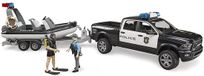Bruder Dodge RAM 2500 Politie Pick Up met boot en 2 speelfiguren - 3+ jaar