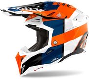 Airoh Aviator 3 Monarch White Blue Orange Motocross Helmet - Maat S - Helm