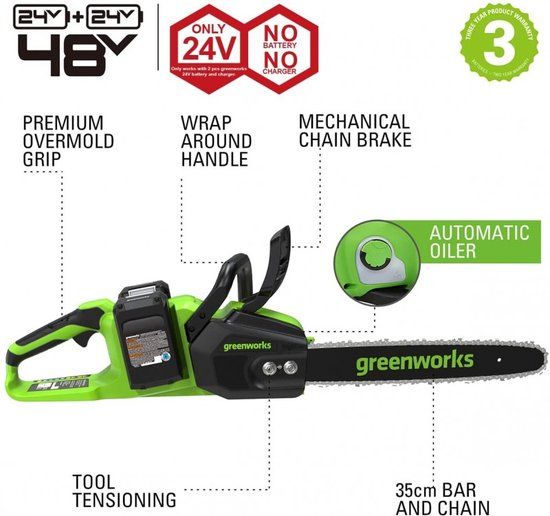 GREENWORKS 48V Accu Kettingzaag - 55871 - Zonder Accu en Lader