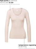 Calida Richesse Lace T-shirt ronde hals - 090 Beige - Dames Volwassenen - Wol/Zijde