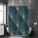 Kuizee Badkamer douchegordijn 60 x 72 inch met 12 haken gouden elementen blauwe art deco stijl badkuipen polyester waterdichte douchegordijnen set stof decor eenvoudig te installeren