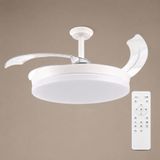 M mimotec Guadix Plafondventilator, wit, intrekbaar, met ledlicht, CCT, 36 W, Ø 107 cm, stille DC-motor, 30 W, afstandsbediening, 6 snelheden, inklapbare bladen, timer en zomer-/winterfunctie