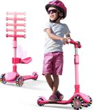 Trottinette 2-en-1 pour enfants, réglable en hauteur, avec siège et roues LED