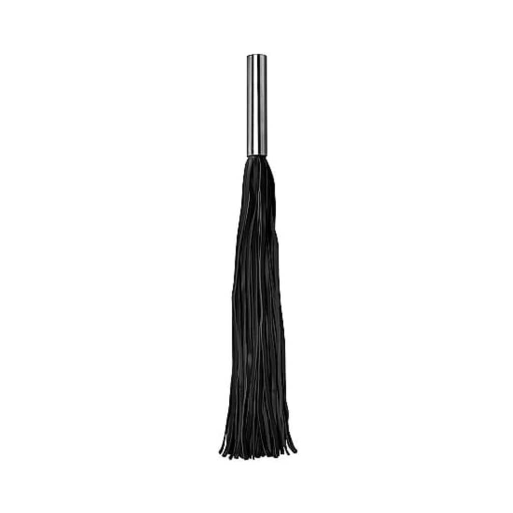 Shots - Ouch! Whips and Paddles Leather Whip Metal Long - Black