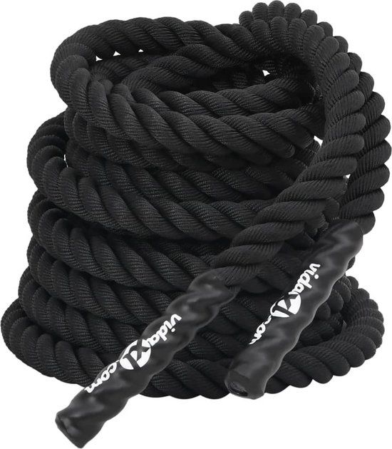 vidaXL Haba Trading B.V. Battle Rope - Fitness Touw - Kracht Uithoudingsvermogen - Stevige Rubberen Grepen - 15 Meter - Zwart