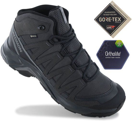 Salomon X-Adventure Recon Mid GTX Heren Wandelschoenen Trekking Boots - Grijs - Leer - Maat 41 1/3