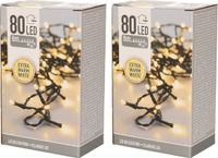 Merkloos Kerstverlichting - 2x - warm wit - buiten - 6m - 80 lampjes