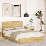 vidaXL Bedframe met hoofdeinde, zonder matras, 120 x 200 cm, massief eikenhout