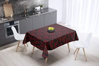 Bonamaison Tafelkleed, Anti-Mold, Sneldrogend, Waterdicht, 100% Polyester Tafellaken, rood Zwart, 140 x 140 Cm