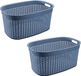 Hega Hogar Rotan line wasmand - 2 stuks - Bleu denim - 44 litres - Plastique - 58 x 39 x 27 cm