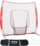 VEVOR Honkbal Softbal Oefennet 7x7 ft Zwart+Rood Polyester