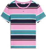 Tommy Jeans T-shirt Tjw Slim Essential Dw0dw17383 0d2 Pink Daisy/ Multi Stripe Dames Maat - S