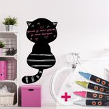 Ambiance Sticker Schoolbordsticker - uitwisbare zelfklevende muurstickers - LEUKE KAT + 4 VLOEIBARE KRIJTJES - 80x45cm