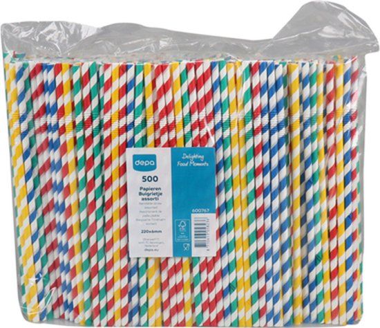 DEPA® Rietje - buigzaam - papier - 220mm - assorti