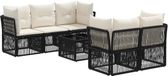 vidaXL Tuinbank - Set - 6-delig - Zwart - Polyrattan