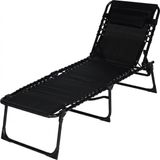 Outbee Ligbed - Ligstoel - Zonnebed - 190x55x30 cm - Inklapbaar - Verstelbaar - Weerbestendig - Zwart