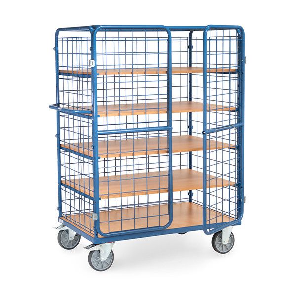 Fetra hoge etagewagen met 5 opklapbare etages met laadvlak van 1200 x 800 mm gesloten