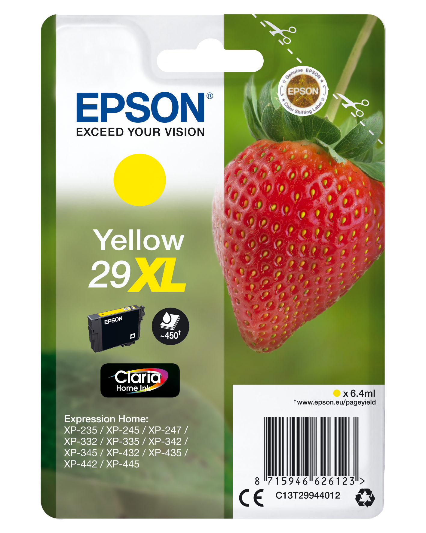 Epson 29XL Yellow Ink Cartridge - High Yield - C13T29944022