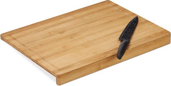 Relaxdays Snijplank Bamboe - 45x35cm - Antibacterieel - Met Saprand