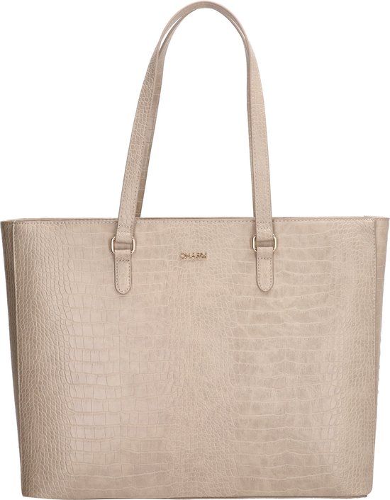 Charm London Midwood Hand & Schoudertas Shopper 15,6 inch Laptopvak - Lichttaupe