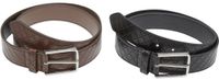 Urban Classics - Woven Embossed Synthetic Leather 2Pack Riem - L/XL - Zwart/Bruin