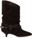 Manfield - Femme - Bottines à talon en daim marron foncé - Taille 39