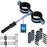 KOTARBAU® 10 Stuks Pijpbeugelset, Trillingsdempende Buisklem, 3/4", Dubbel, Gegalvaniseerd Staal, Pijpbeugel met Rubberen, Installatiebeugel, met Plug, Buisbeugel, Zwart Zilwer