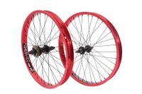 KHE Prism BMX wielset 20 inch, breedte 38 mm, aluminium 7005, rood geanodiseerd, met 16T-tandwielen