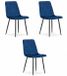 LEOBERT Set van 3 Eetkamerstoelen TURIN Donkerblauw – Velvet Bekleding, Modern, Ergonomisch Design, Zwarte Metalen Poten, Max. 120 kg