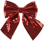 Decoris Kerst strik - rode pailletten - 20 x 24 cm - polyester