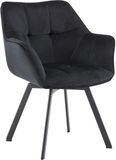 CLP Jordi Eetkamerstoel - met armleuning - ergonomisch - klassiek - tot 150 kg - Velvet - Fluweel - zwart
