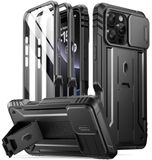 Poetic Revolution Hoes voor iPhone 16 Pro Max 6,9 inch, [schuifcamera-afdekking], robuuste, schokbestendige volledige hoes in militaire kwaliteit met standaard en geïntegreerde displaybescherming