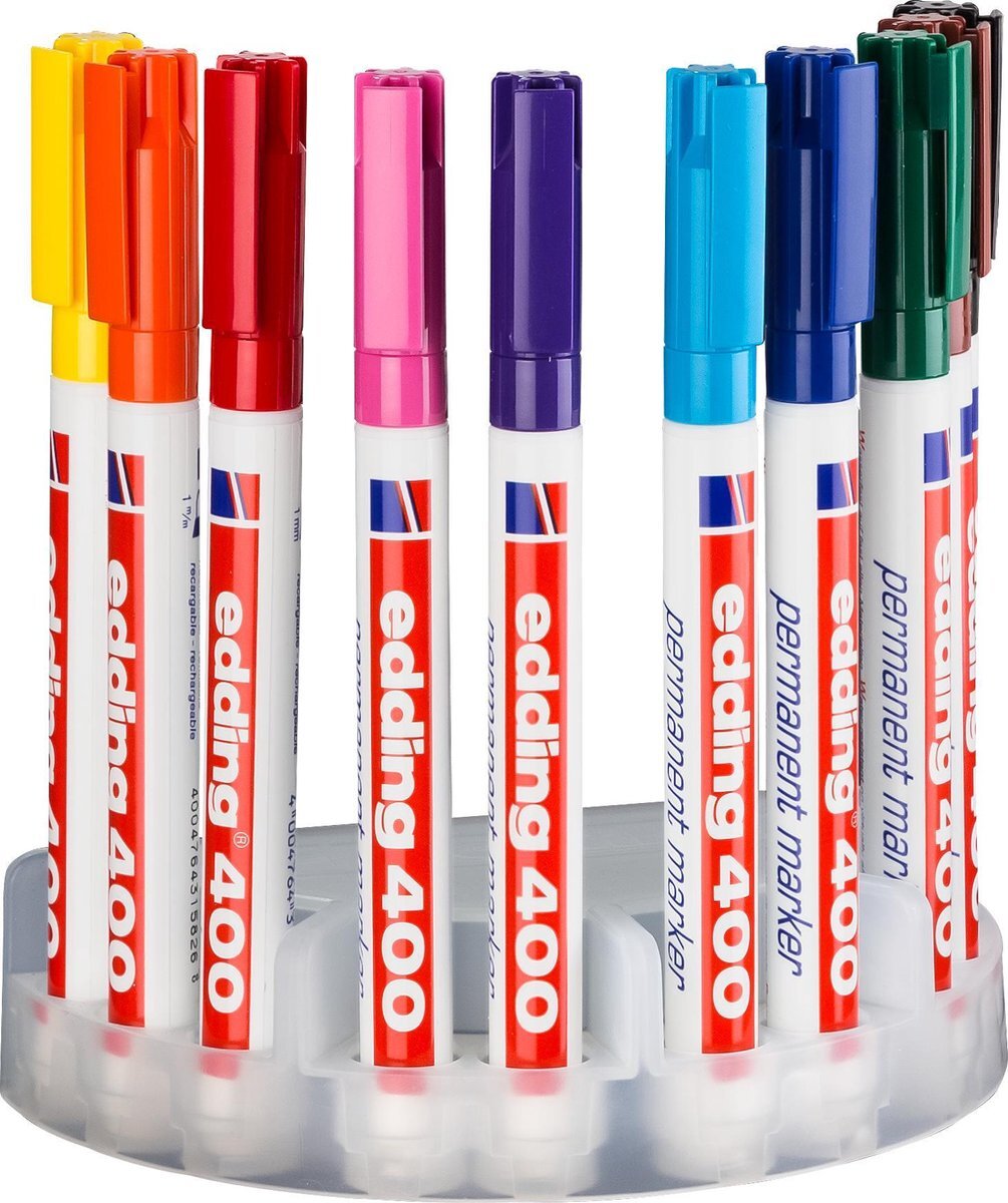 Edding 400 Permanent Marker - 10 markers - Diverse kleuren - Watervast