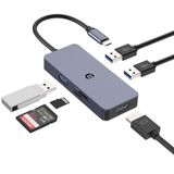 OOTDAY USB C-hub, 6-in-1 dual monitor USB C-adapter voor Surface, Dell, HP, Lenovo, XPS en meer type C-apparaten, multiport adapter USB C met USB A 3.0, Lecteur de Carte SD/TF