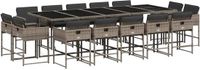 vidaXL 15-delige Tuinset met kussens poly rattan grijs