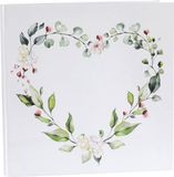 Santex Gastenboek/Receptieboek Bloemen - Bruiloft - Wit/Groen - 24 x 24 cm