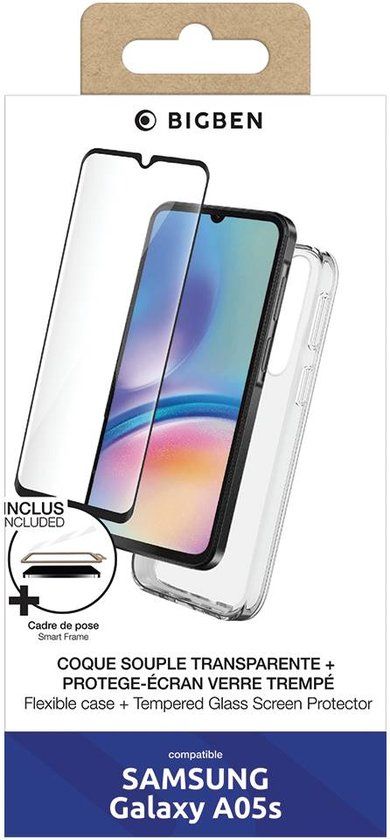 Bigben Connected, Hoesje geschikt voor Samsung Galaxy A05s - Set met Tempered Glass, Transparant