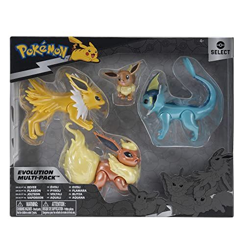 Pokemon Select Evolution Multipack (2" Eevee, 3" Jolteon, 3" Vaporeon, 3" Flareon)