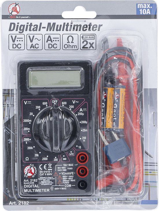 BGS Do it yourself BGS multimeter 3,5 digits - LCD - Overbelastingsbeveiliging - Handmatige selectie