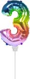 Folat Folieballon taart Mini cijfer 3 Regenboog (13cm)