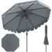 Parasol de jardin double face Coast - 300 cm avec manivelle et volant - inclinable à 35° - Bleu