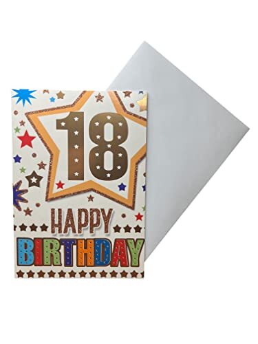 Xpress Yourself "Express Yourself" verjaardagskaart voor leeftijd 18 man - inclusief envelop - Golden Star Design