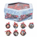 Santa's House kerstballen met strik, piepschuim, 7,5 cm, 7 stuks