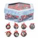 Santa's House kerstballen met strik, piepschuim, 7,5 cm, 7 stuks