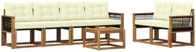 vidaXL Acacia Hout Bank Loungeset Naturel et Crème