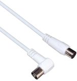 PremiumCord TV coaxiale antennekabel 20m, 75 Ohm, IEC stekker naar bus 90°, afgeschermd - voor DVB-C, DVB-T/T2, 4K UHD 2160p, FULL HD 1080p 3D, kleur wit