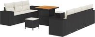 vidaXL Tuinbank - Set - 10 - st - Zwart - poly - rattan