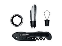 Barazzoni 91088640305 wijn Basic 2 stuks, professionele kurkentrekker en druppelbeschermingsset, staal